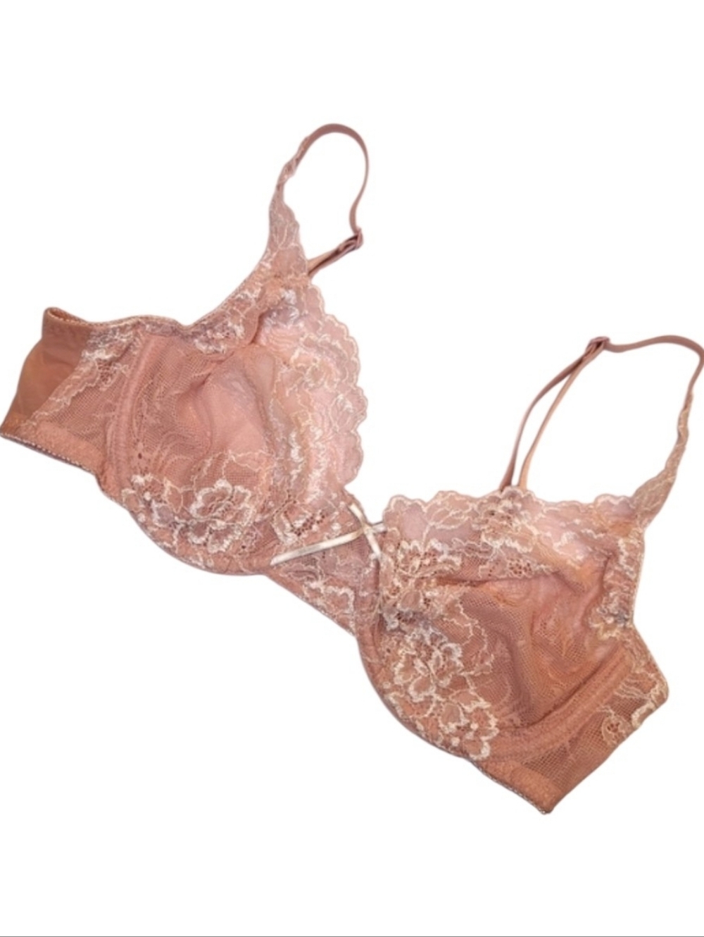 SEXY IMPRESSIONS Pink and white sexy  lace  bra 36c - Picture 2 of 5
